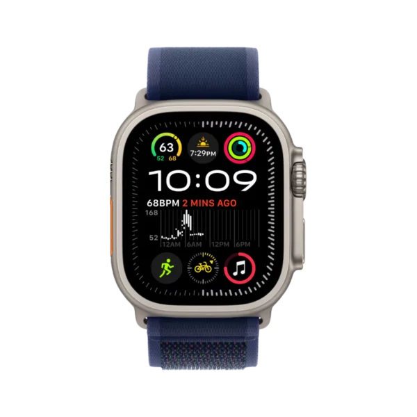 Apple Watch Ultra 2, 49mm Natural Titanium Case with Blue Trail Loop