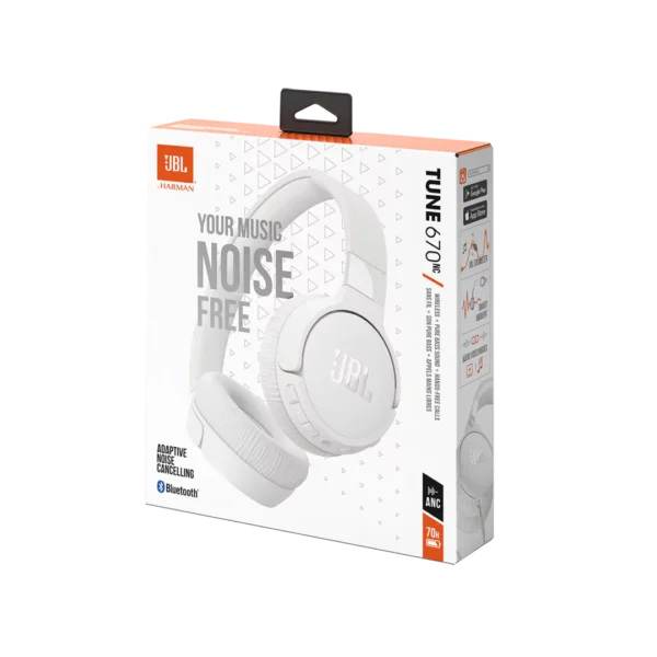 JBL T670NCWHT Wireless On Ear Headphones